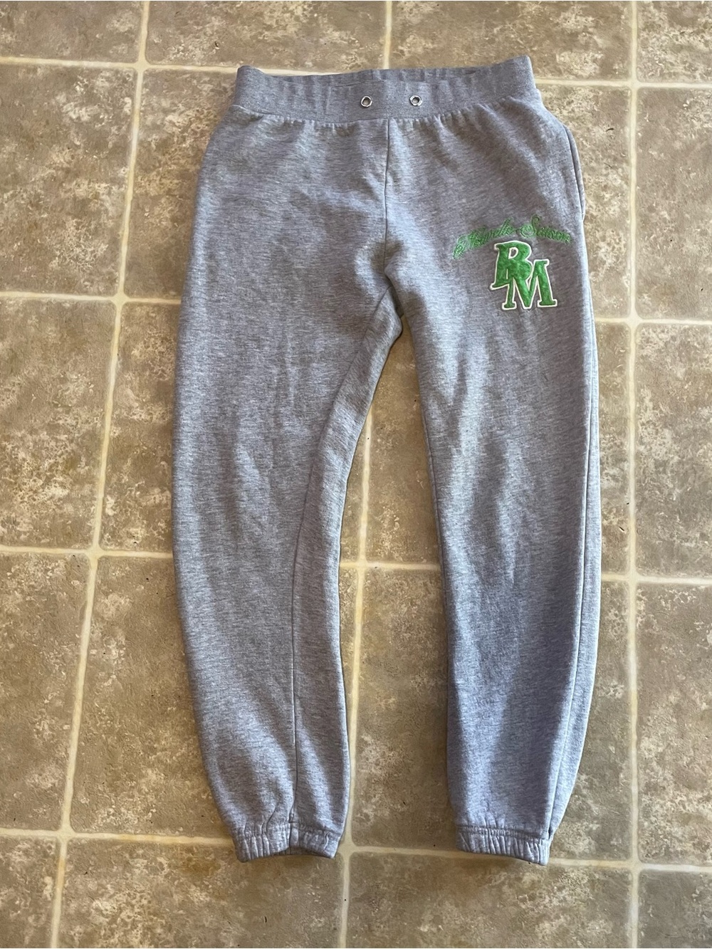 Gray Men's Jogger Sweatpants with Green RM Accent